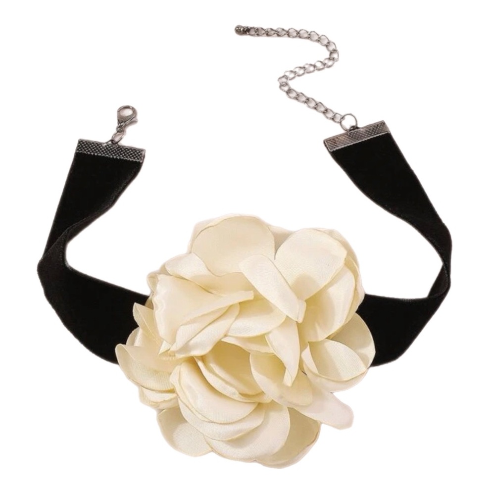 ❀ Yellow Chunky Floral Flower Choker Spring Statement Necklace - Picture 6 of 8